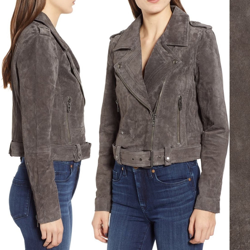 BLANKNYC Gray Suede Moto Jacket